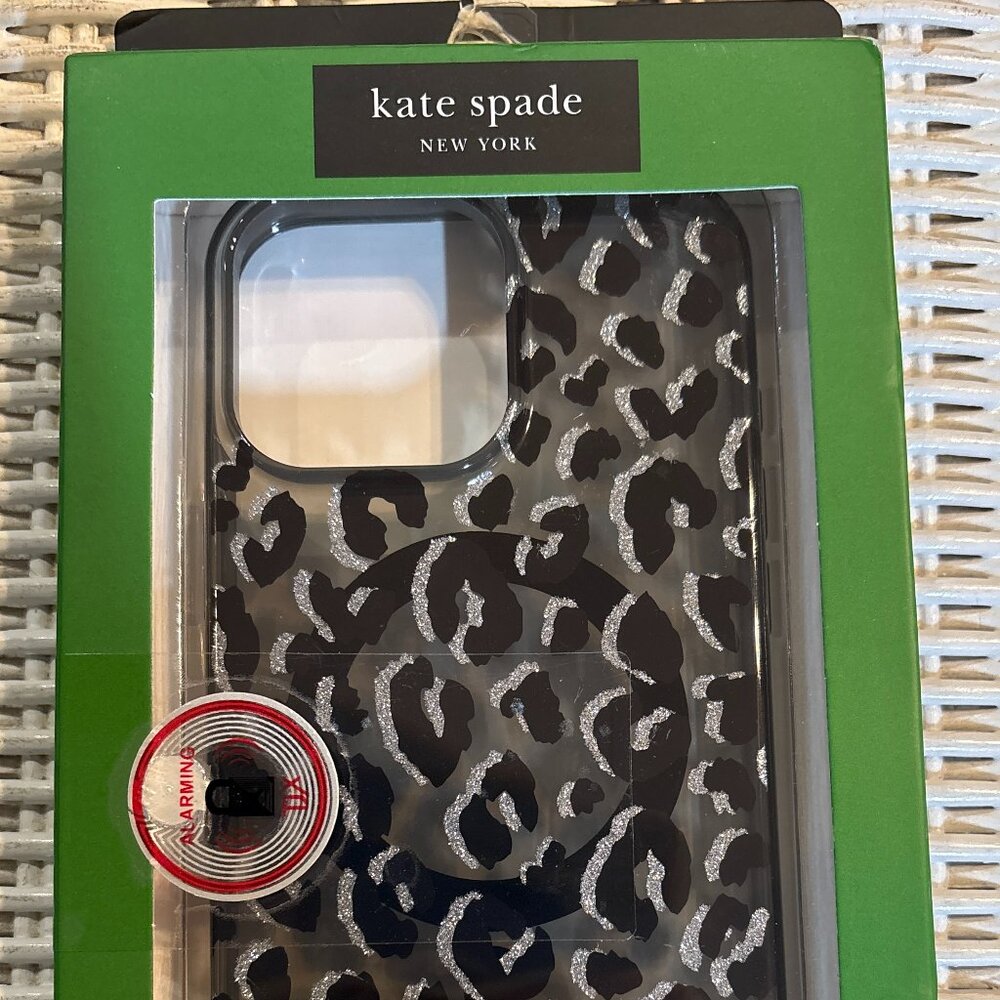 Kate Spade CHEETAH iPhone 16 Pro Max Cell Phone Case MagSafe Black Glitter NEW